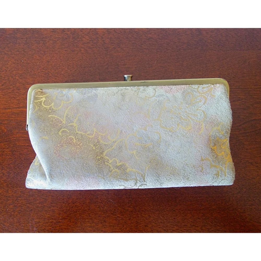 HOBO vintage Women's Gold Floral Frame Clasp Wallet Clutch Organizer Y2K Retro